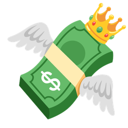 crown and money with wings