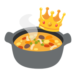crown and pot of food