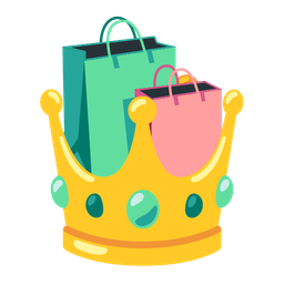 crown and shopping bags