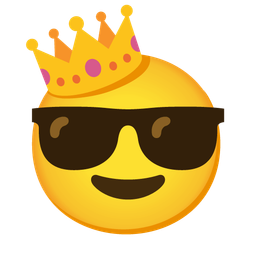 crown and smiling face with sunglasses