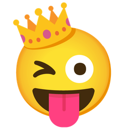 Crown and Winking face with tongue