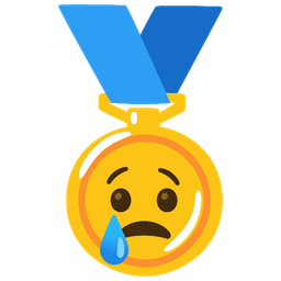 Crying face and 1st place medal