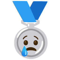 Crying face and 2nd place medal