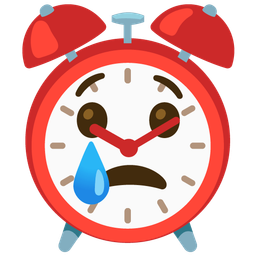 Crying face and Alarm clock