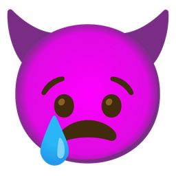 Crying face and Angry face with horns