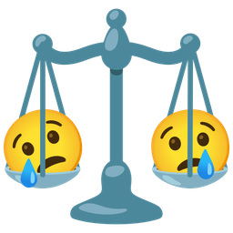 Crying face and Balance scale