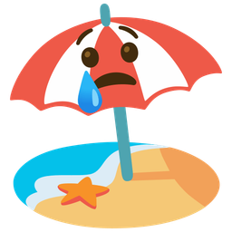 Crying face and Beach with umbrella