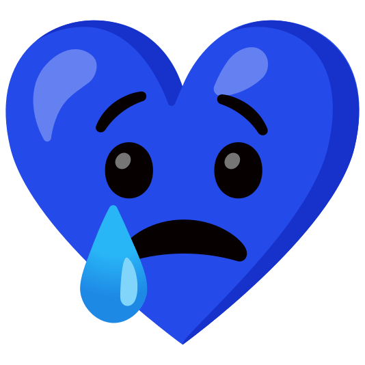 Crying face and Blue heart