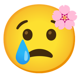 crying face and cherry blossom