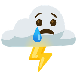 Crying face and Cloud with lightning