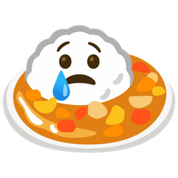 Crying face and Curry rice