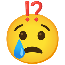 Crying face and Exclamation question mark