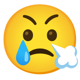 Crying face and Face with steam from nose