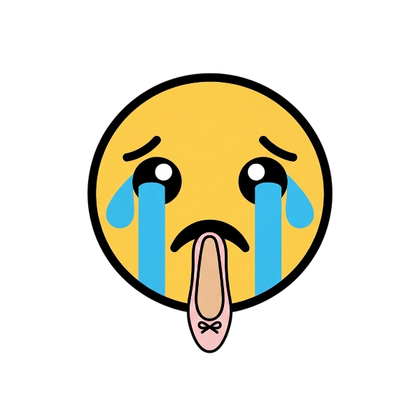 Crying face and Flat shoe