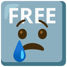 Crying face and FREE button