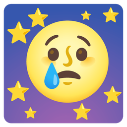 Crying face and Full moon face