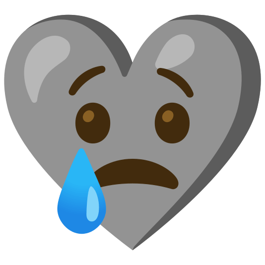 Crying face and Grey heart