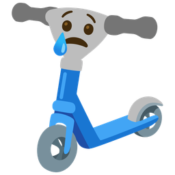 Crying face and Kick scooter