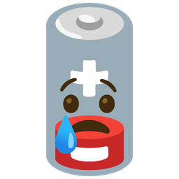 Crying face and Low battery