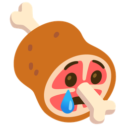 Crying face and Meat on bone