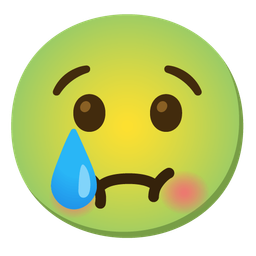 Crying face and Nauseated face