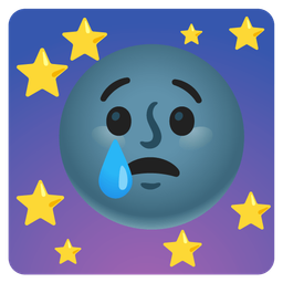 Crying face and New moon face