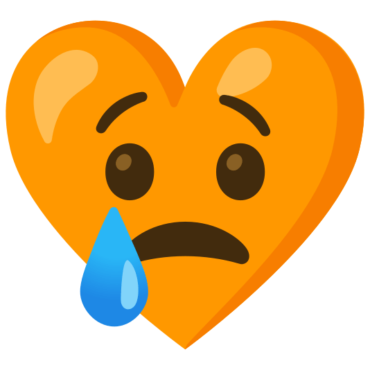 Crying face and Orange heart