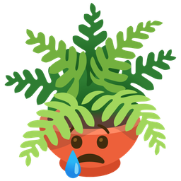 Crying face and Potted plant