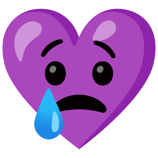 Crying face and Purple heart