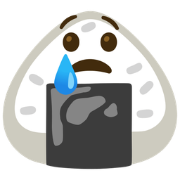 Crying face and Rice ball
