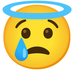 Crying face and Smiling face with halo