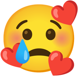 Crying face and Smiling face with hearts