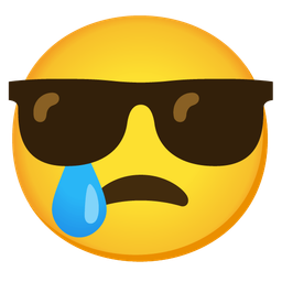 Crying face and Smiling face with sunglasses