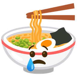 Crying face and Steaming bowl