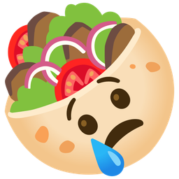 Crying face and Stuffed flatbread