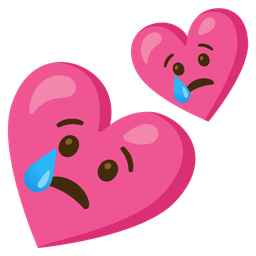 Crying face and Two hearts