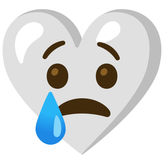 Crying face and White heart