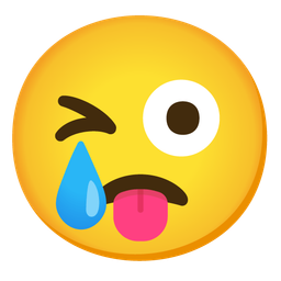 Crying face and Winking face with tongue