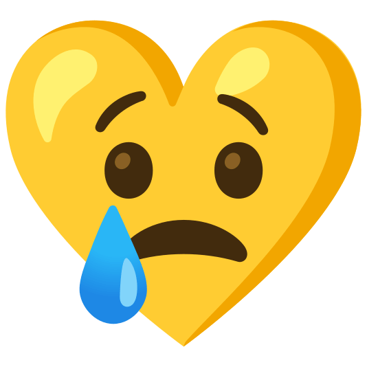 Crying face and Yellow heart