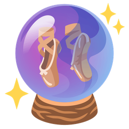 crystal ball and ballet shoes