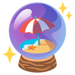 crystal ball and beach with umbrella