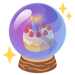 crystal ball and birthday cake