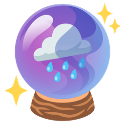 crystal ball and cloud with rain