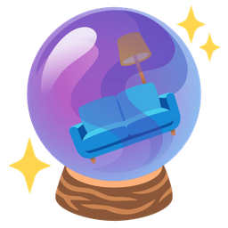 crystal ball and couch and lamp