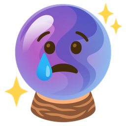 crystal ball and crying face