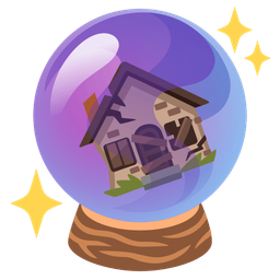 crystal ball and derelict house