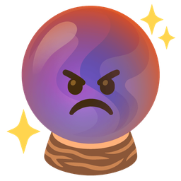 crystal ball and enraged face