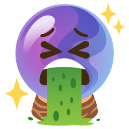 crystal ball and face vomiting