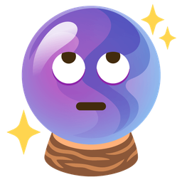 crystal ball and face with rolling eyes