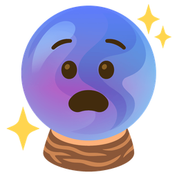 crystal ball and fearful face
